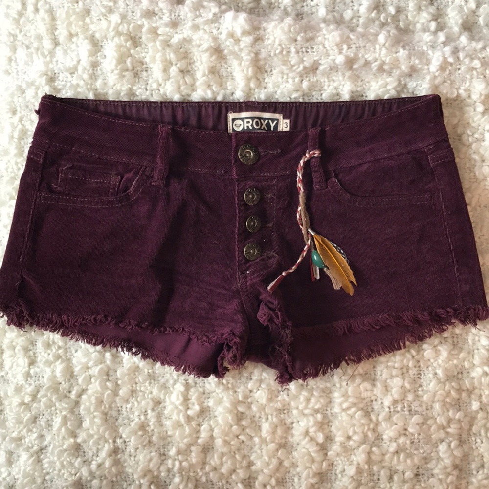 Corduroy maroon cutoff shorts